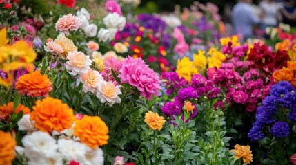 Colorful Blooming Flower Garden in Full Spring Splendor