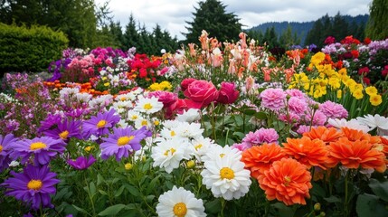 Obraz premium Vibrant Flower Garden with Colorful Blooms in Full Spring Splendor