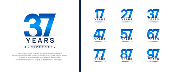 set of anniversary logo style. vector design blue color for celebration