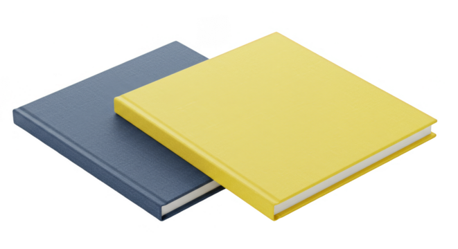 Isometric 3d Illustration of Stacked Yellow and Blue Hardcover Books