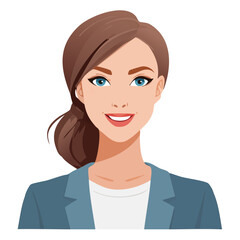 Flat Vector. Portrait of only one Woman. Simple Background.