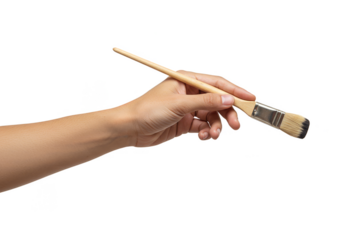 Painting Artistic Image Of A Hand Holding A Paintbrush With Transparent Background
