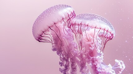 Jellyfish mother floating with baby