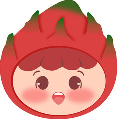 Cute Head Dragon Fruits Happy