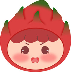 Cute Head Dragon Fruits Angry