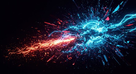 Abstract Digital Composition Showing Energy Waves with Blue And Red Colors on a Black Background