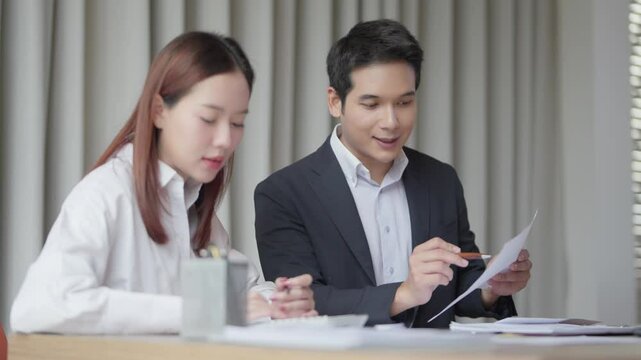 Business administrator analyzing company marketing and sales performance to boost business growth in office environment