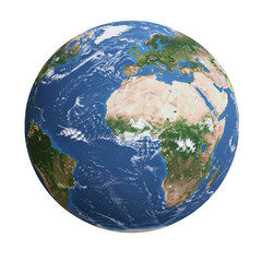 Realistic Earth Globe Planet View in Transparent Background 3D Rendering