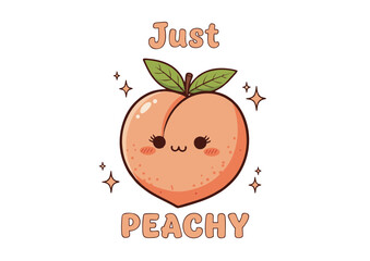 Adorable Peach Illustration Kawaii Fruit Design, Perfect for Print-on-Demand, Stickers, and More