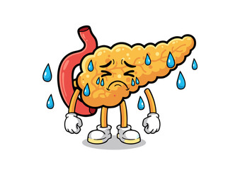 Sad Pancreas Cartoon Illustration Understanding Pancreatic Health and Diabetes
