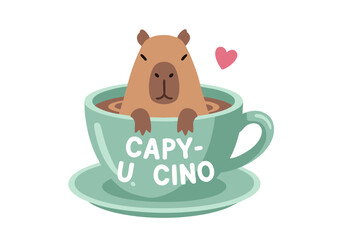 Adorable Capybara Relaxing in a Cozy Coffee Cup Cute Animal Illustration