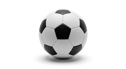 Classic Soccer Ball Isolated Against A White Background Featuring Black And White Pentagons And Hexagons With Shadows