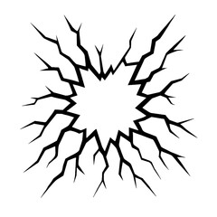 Abstract Black and White Crack Impact - Shattered Surface or Broken Ground Vector Illustration