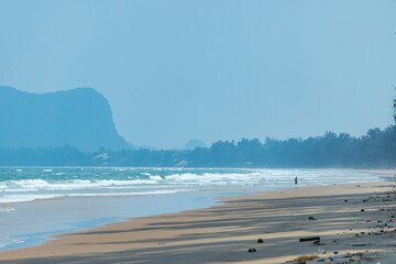 The blue sea on the beach