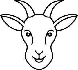 Adorable Goat Head Illustration Line Art Design of a Friendly Goat