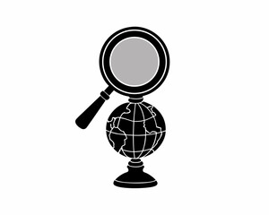 creative Silhouette simple Magnifying Glass over Globe Vector Illustration 