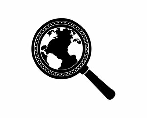creative Silhouette simple Magnifying Glass over Globe Vector Illustration 