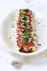 Open-faced toasted cheese sandwich on white background. Close up	