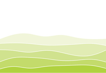 Obraz premium Abstract design of rolling green hills with soft lines, featuring a gradient from light to dark green against a white background.