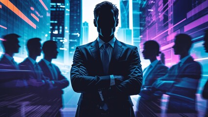 Corporate teamwork: futuristic business leaders