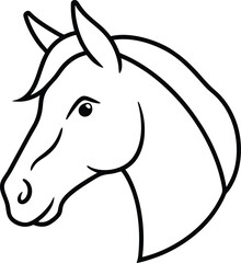 Elegant Horse Head Line Art A Simple, Clean Illustration of an Equine Profile