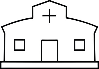 Obraz premium Simple Line Drawing of a Church Building Architectural Design Illustration