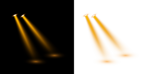 Gold light lines with focused beam and transparent glow for dramatic stage or sci-fi energy design