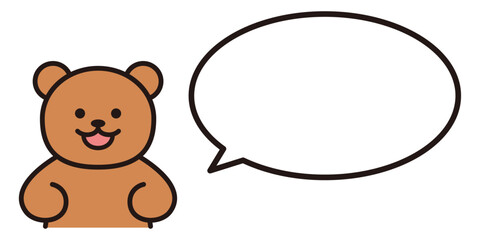 くまと丸い吹き出し　シンプル