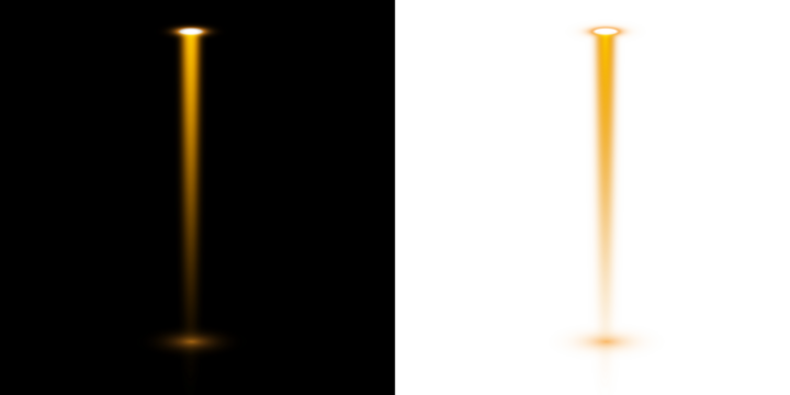 Luminous light beams with golden glow and shadow for scenic, sci-fi or futuristic visual effects