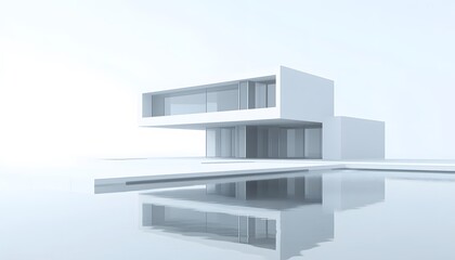 Modern minimalist house design with a swimming pool.