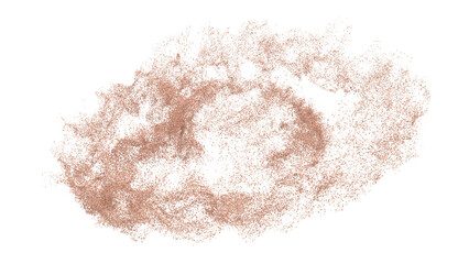 3D rendering of scattered sand granules or fine dirt on transparent background