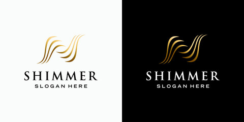 Luxury abstract line vector logo design of letter N shape with modern, simple and clean style. Icon for business, cosmetics and beauty, fashion and personal branding.
