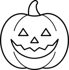 Spooky Halloween Pumpkin Carving Design  A Simple Line Art Illustration