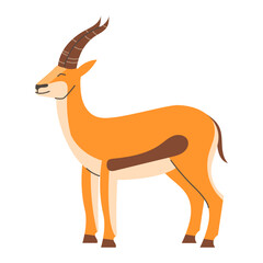 Gazelle in flat style on white background. Vector illustration