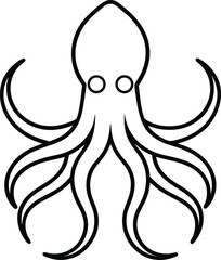 Ocean Cephalopod Line Art Illustration of an Octopus