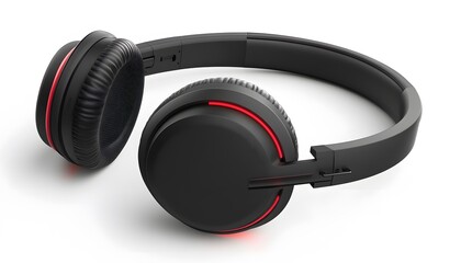 Black over-ear headphones with red accents.