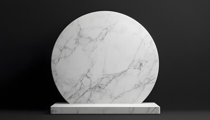 A circular white marble slab on a pedestal.