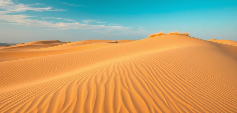 Coastal sand dunes, windswept and textured, golden under a bright sky,  ocean,  texture