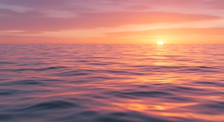 Fototapeta premium Serene Sunset over Calm Ocean Waters A Peaceful Coastal Scene