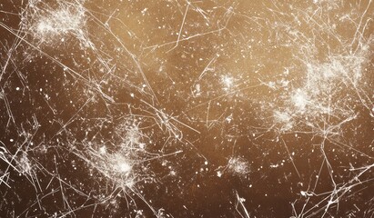 A brown background with small white scribbles, scratches, and dust on it, very detailed, hyperrealistic.