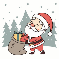 santa claus with gift box