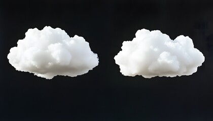 Two puffy white clouds against a black background.