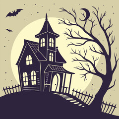 vector illustration of a halloween house