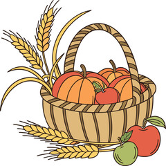 basket with fruits and vegetables