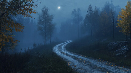 Fototapeta premium Misty forest road landscape photography nature background wallpaper scenic route travel destination trees 100