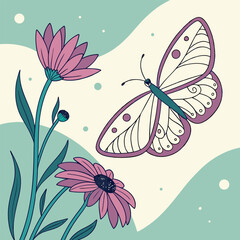 floral background with butterflies