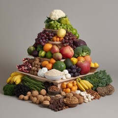 Healthy food pyramid on white background