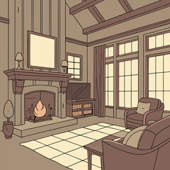 living room with fireplace