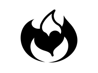 Minimalist Abstract Fusion Of Heart And Flame Shapes Within Symbol