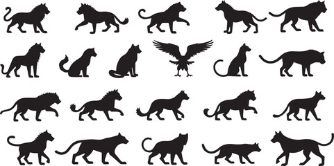 Obraz premium Wild Animal Silhouettes Vector Set